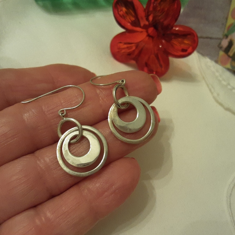 Vintage 925 Solid Sterling Triple Ring French Wir… - image 4